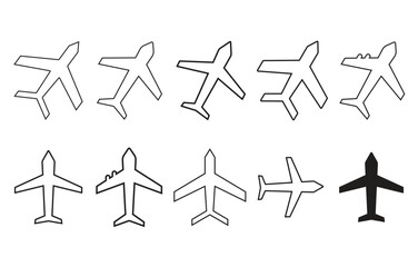 Plane vector icon in modern flat style isolated. Collection of vector symbol on white background. Airplane icon symbol isolated . Vector illustration.