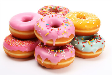 colorful doughnuts with white background