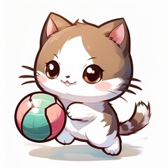 cute cat with ball