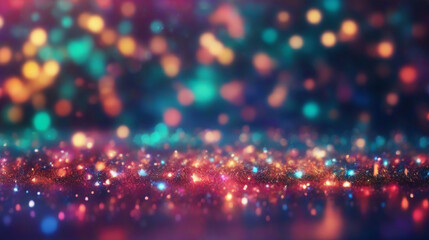 abstract background with light shine sparkles particles bokeh on colorful background, texture, Holiday concept.