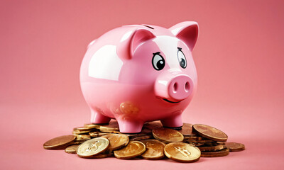 piggy bank with coins generated by AI