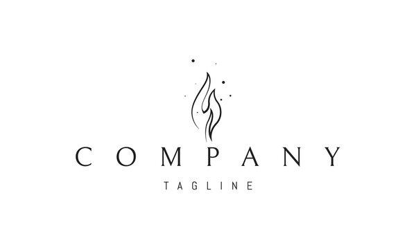 Vector logo with an abstract image of a trembling candle flame in a linear style.