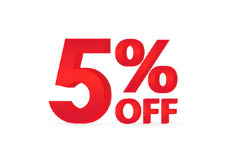 5% or 5 Percent Off Sale Discount. 5% for Banner, Poster or Advertising. Vector Illustration. 