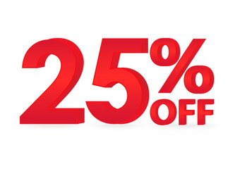 25% or 25 Percent Off Sale Discount. 25% for Banner, Poster or Advertising. Vector Illustration. 