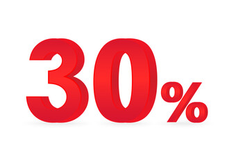 30% or 30 Percent Off Sale Discount. 30% for Banner, Poster or Advertising. Vector Illustration. 