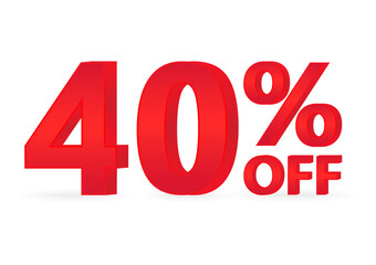 40% or 40 Percent Off Sale Discount. 40% for Banner, Poster or Advertising. Vector Illustration. 