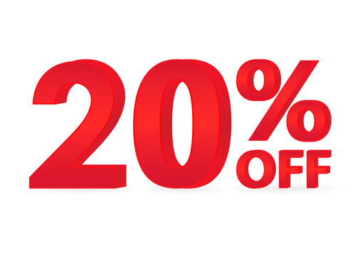 20% or 20 Percent Off Sale Discount. 20% for Banner, Poster or Advertising. Vector Illustration. 