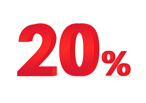 20% or 20 Percent Off Sale Discount. 20% for Banner, Poster or Advertising. Vector Illustration. 