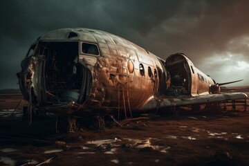 Wrecked plane. Generative AI