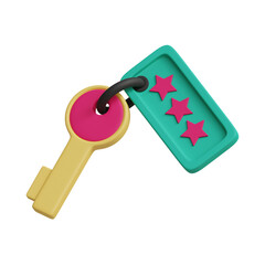 3d hotel key travel icon