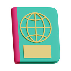 3d passport travel icon
