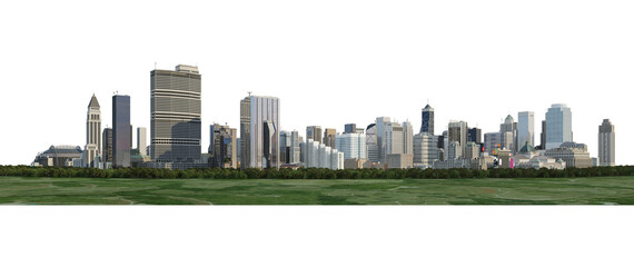 Fototapeta na wymiar City view panorama on transparent background