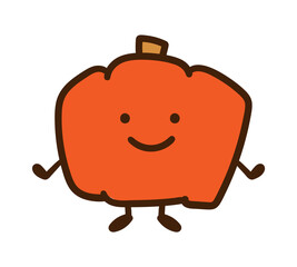 かわいいカボチャのキャラクターの擬人化イラスト