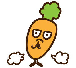 忍者のポーズをするかわいい人参のキャラクターのデフォルメ擬人化イラスト