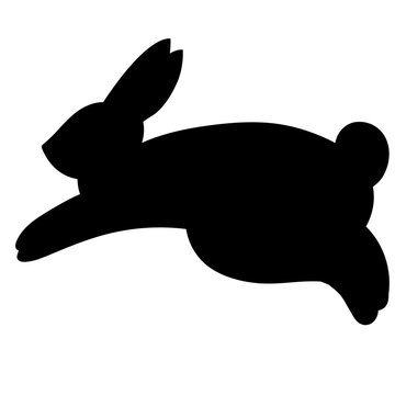silhouette of a rabbit jumping flat illustration isolated on transparent or white background 