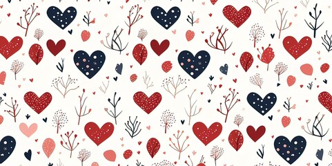 Obraz premium Valentine Heart Winter Pattern Background