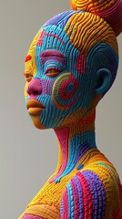 Naklejka premium Colourful Knitted Lady Art - AI Generated Digital Art