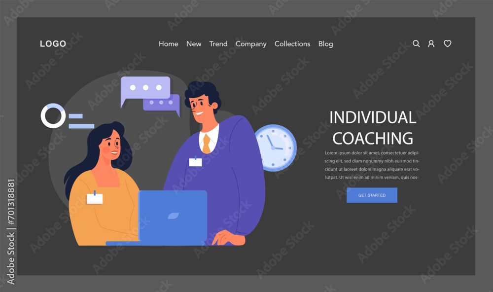 Poster professional coach guiding a dedicated learner. one-on-one mentoring session ensuring personalized s