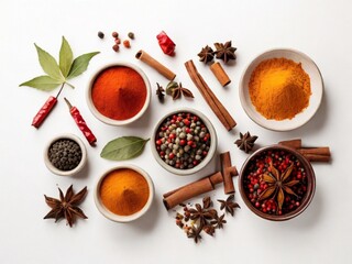 spices isolated on white background 