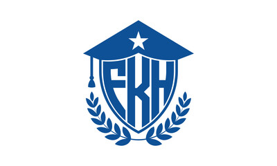 FKH three letter iconic academic logo design vector template. monogram, abstract, school, college, university, graduation cap symbol logo, shield, model, institute, educational, coaching canter, tech