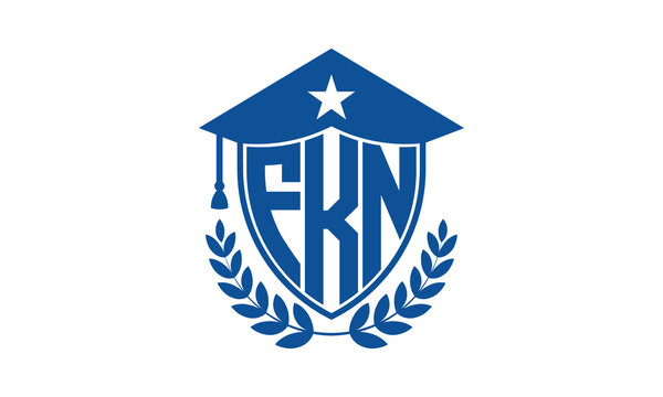 FKN three letter iconic academic logo design vector template. monogram, abstract, school, college, university, graduation cap symbol logo, shield, model, institute, educational, coaching canter, tech