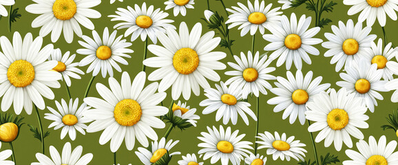 Camomile icon set. White daisy chamomile. Cute round flower plant collection. Growing concept. Love card symbol. Flat design. Green background. Isolated.