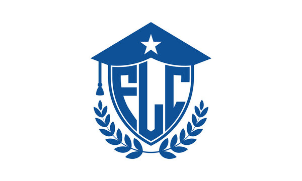 FLC three letter iconic academic logo design vector template. monogram, abstract, school, college, university, graduation cap symbol logo, shield, model, institute, educational, coaching canter, tech