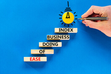 Ease of doing business index symbol. Concept words Ease of doing business index on wooden blocks....