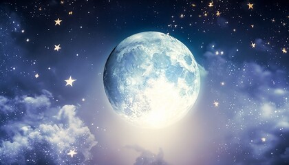big shining moon in the night sky suitable for background or cover