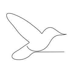 Obraz premium Continuous single-line art of hummingbird. Cute hummingbird one-line drawing vector and illustration