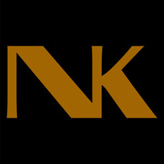 NK letter branding logo design with a leaf..
