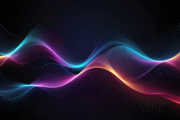 Fototapete Fraktale Wellen Colorful sound waves, abstract background, horizontal composition