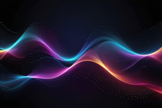 Colorful sound waves, abstract background, horizontal composition