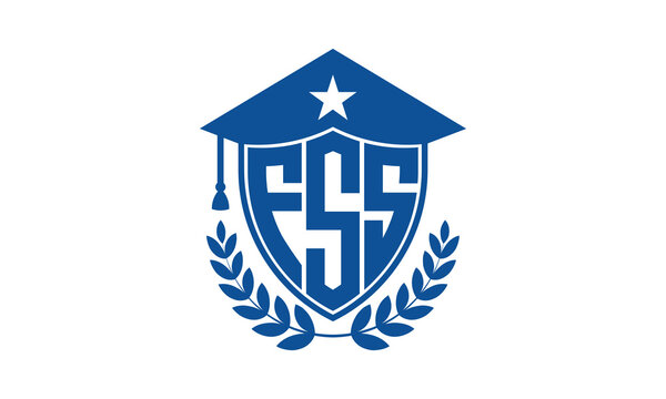 FSS three letter iconic academic logo design vector template. monogram, abstract, school, college, university, graduation cap symbol logo, shield, model, institute, educational, coaching canter, tech