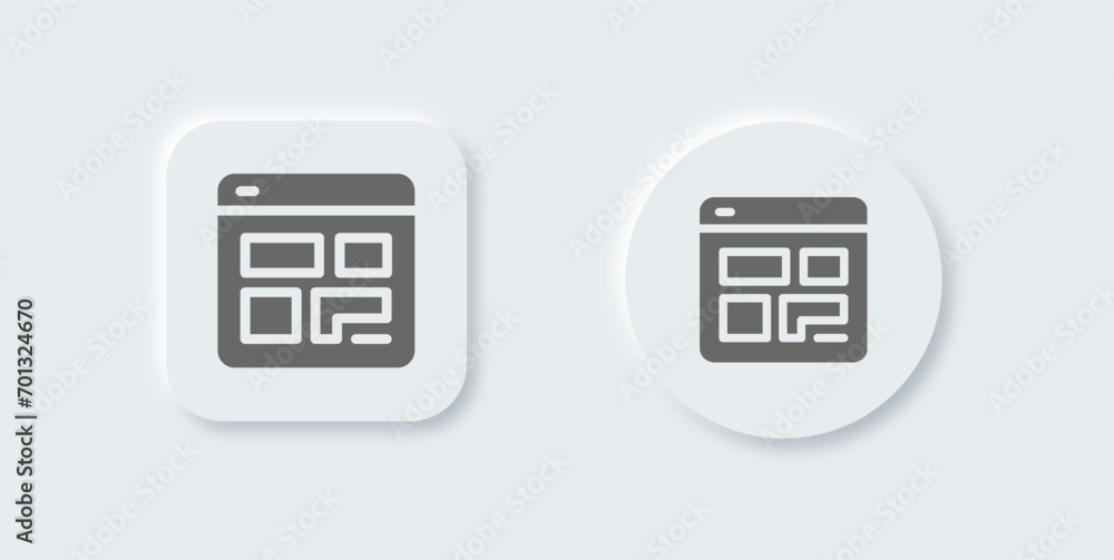 Poster layout solid icon in neomorphic design style. dashboard signs vector illustration.