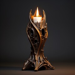 Antique Candle Holder With Flame