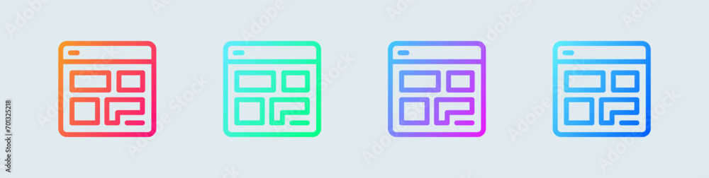 Poster layout line icon in gradient colors. dashboard signs vector illustration.