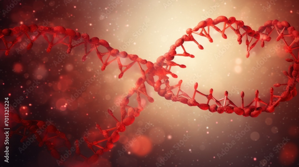 Poster a 3d rendering of a double strand of red blood cells in the shape of a heart on a black background.