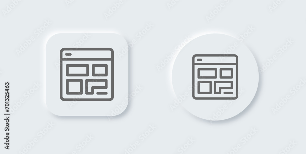 Poster layout line icon in neomorphic design style. dashboard signs vector illustration.