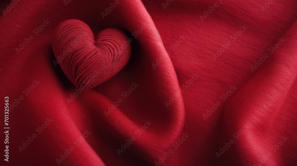Aufkleber a close up of a red fabric with a heart in the middle of the fabric and a heart in the middle of the
