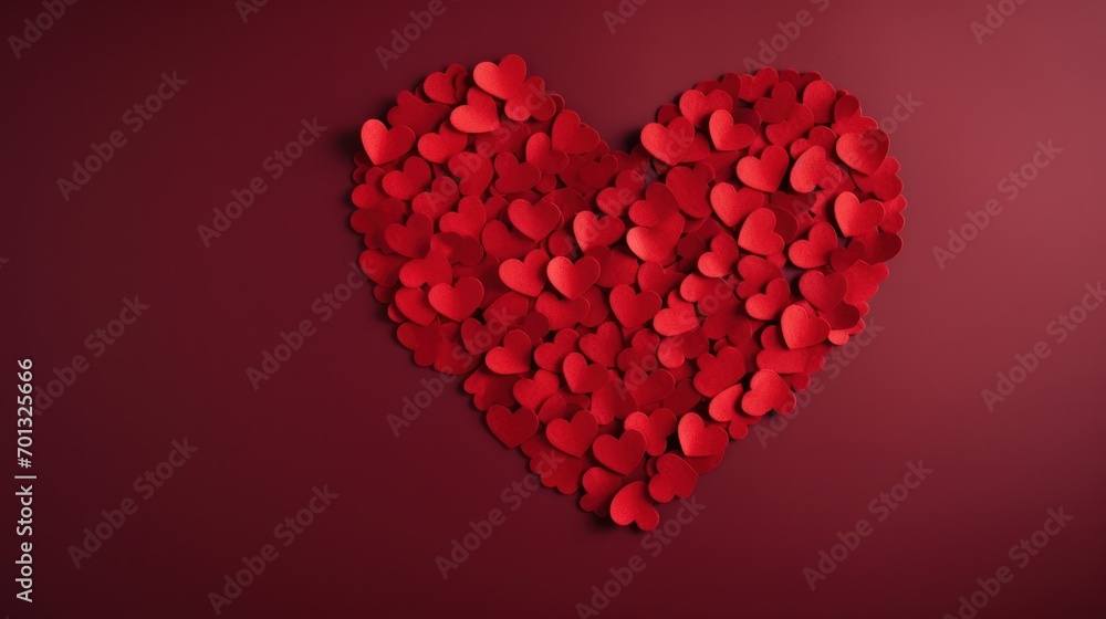 Poster a heart made out of red hearts on a red background with a red background and a red background with a