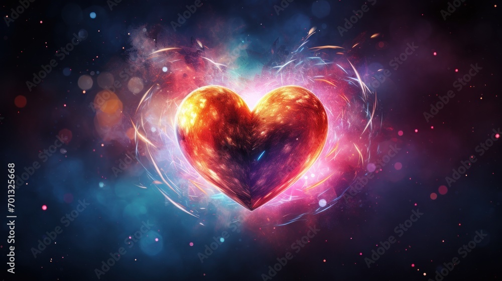 Poster a heart - shaped object in the middle of a space filled with stars and dust, in the shape of a heart