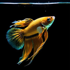 Close-up of glowing  gold Siamese fighting fish .