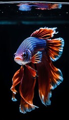 Obraz premium Close-up of glowing Siamese fighting fish swimming around. 