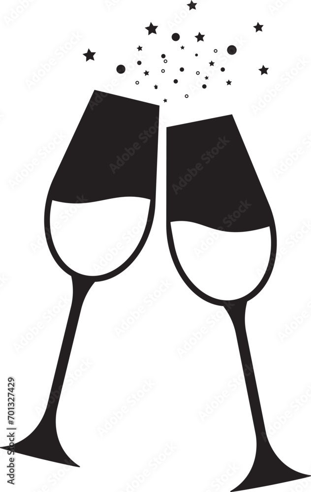 Wall mural champagne glasses black vector design