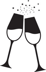 Champagne glasses black vector design