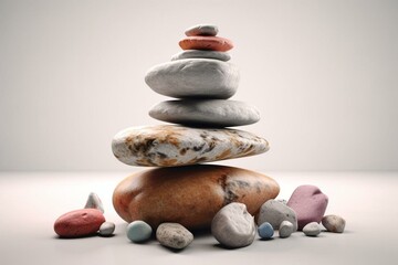 Stack of stones on white background. 3D render. Generative AI