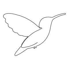 Fototapeta premium Continuous single-line art of hummingbird. Cute hummingbird one-line drawing vector and illustration