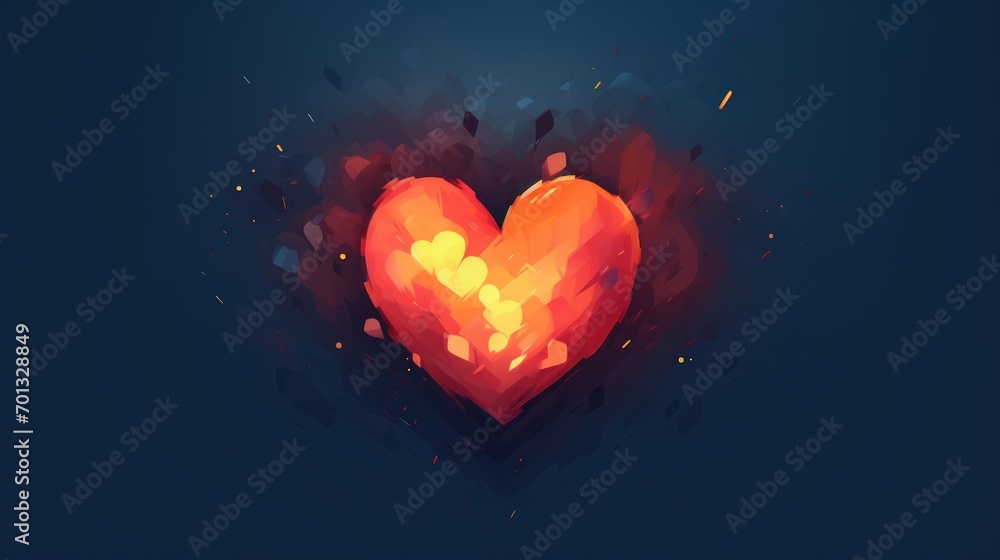 Poster a red heart in the middle of a dark background with a splash of paint on the bottom of the heart.