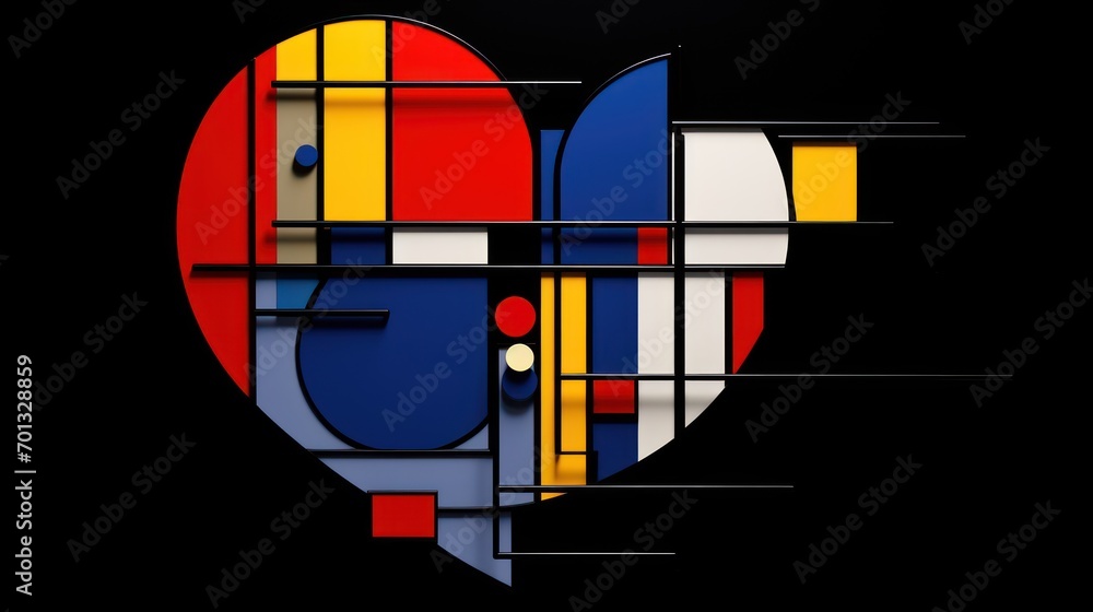 Poster a picture of a heart that is made up of different colors of the same color as it appears on a black 